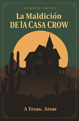 A minimalist and retro style book cover for a horror novel titled 'La Maldición de la Casa Crow'