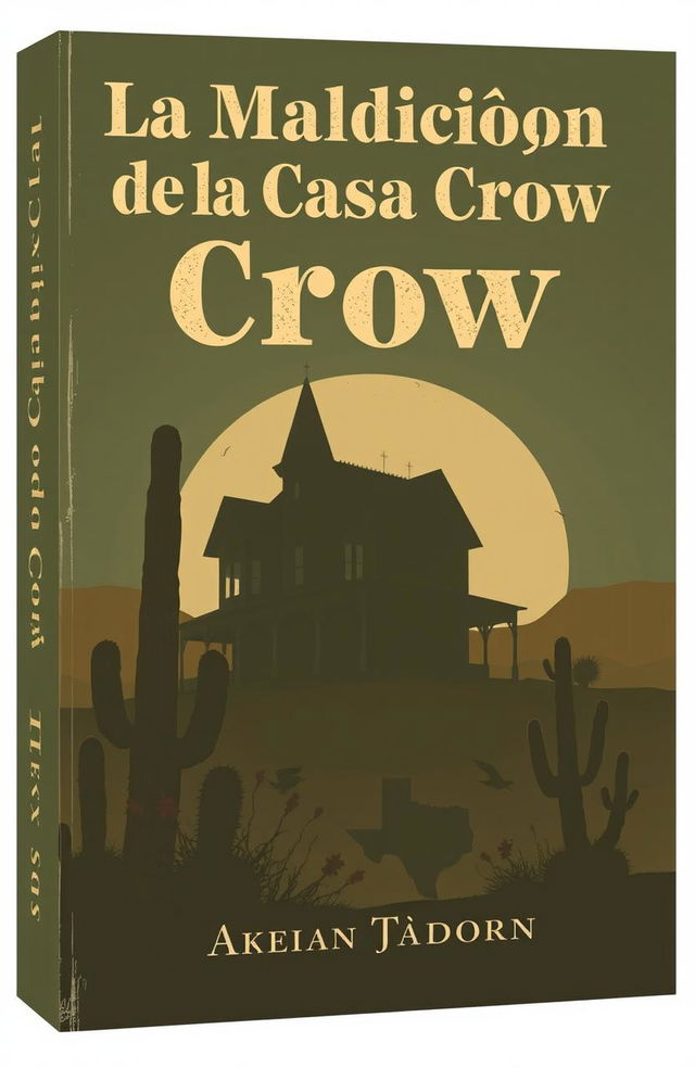 A minimalist and retro style book cover for a horror novel titled 'La Maldición de la Casa Crow'