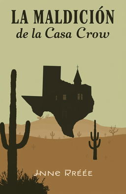 A minimalist and retro style book cover for a horror novel titled 'La Maldición de la Casa Crow'
