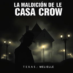 A Noir style book cover for a horror novel titled 'La Maldición de la Casa Crow'