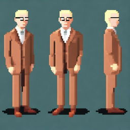 Create a full body, single character of Jesse Livermore in game-style pixel art, facing right