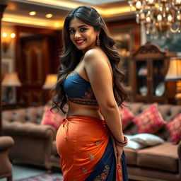 A stunningly beautiful Indian woman, often referred to as a 'bhabhi', exuding confidence and allure