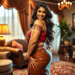 A stunningly beautiful Indian woman, often referred to as a 'bhabhi', exuding confidence and allure