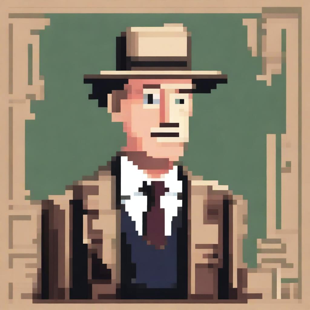 Generate a game-style pixel art of Jesse Livermore, presenting a single, full body character facing right