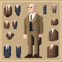 Generate a game-style pixel art of Jesse Livermore, presenting a single, full body character facing right