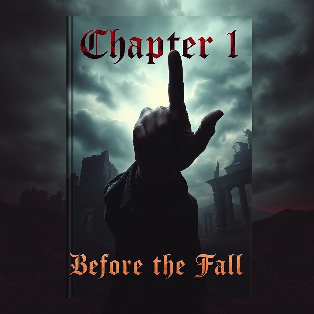 A dramatic book cover for Chapter 1 titled "Chapter 1: Before the Fall