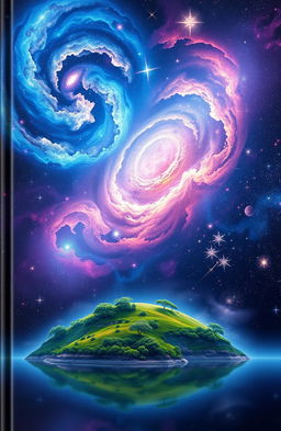 A mesmerizing book cover depicting a vast, star-filled universe