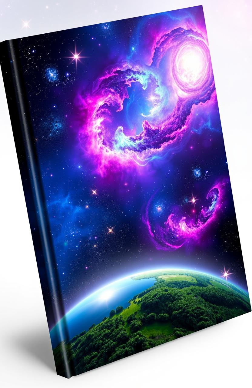 A mesmerizing book cover depicting a vast, star-filled universe