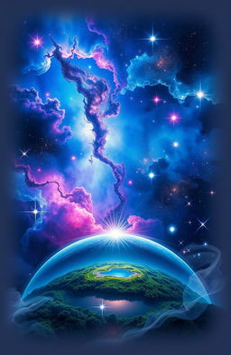 A mesmerizing book cover depicting a vast, star-filled universe