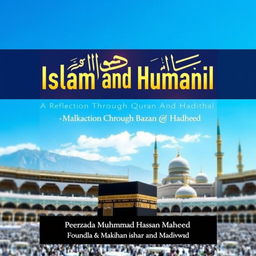 A book cover design for the title "Islam And Humanity: A Reflection Through Quran And Hadith" by author Peerzada Muhammad Hassan Raza Waheed, Founder and Chairman of Bazm e Durvaishan International
