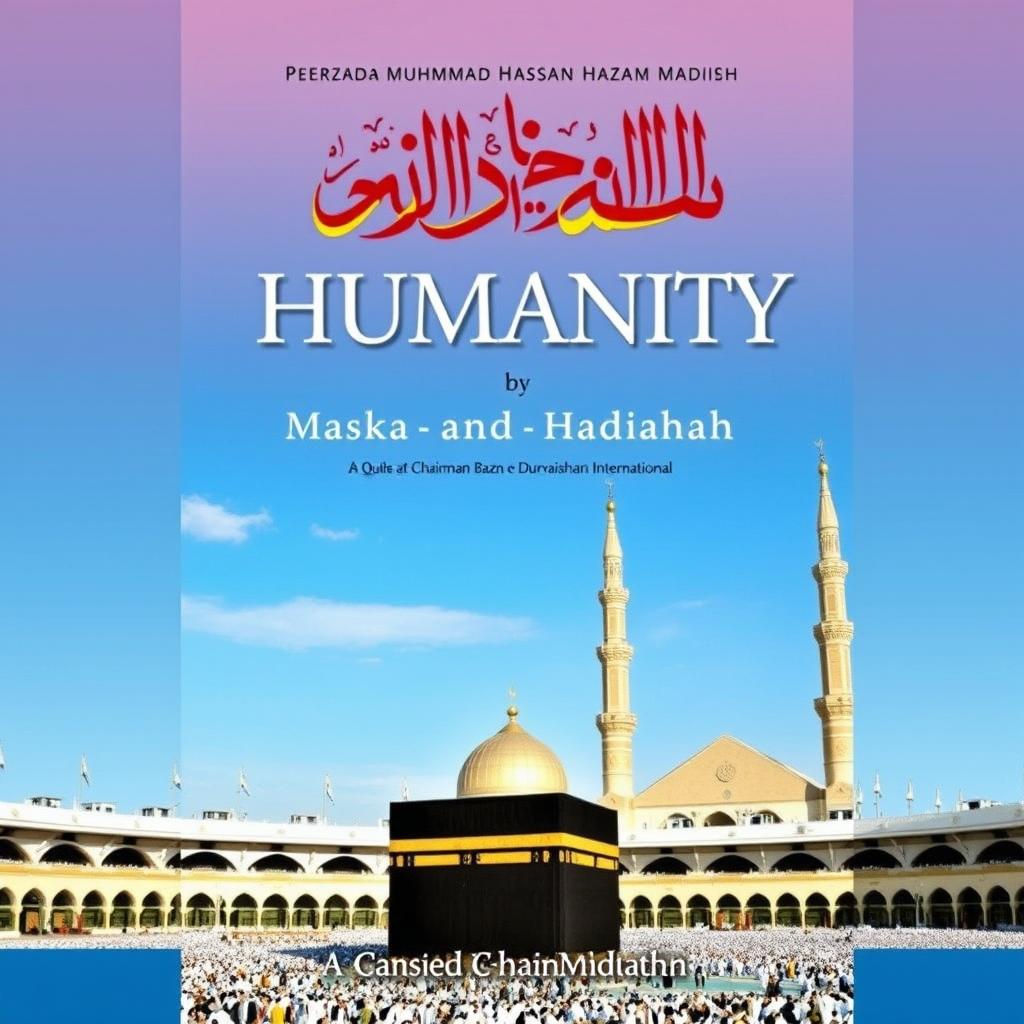 A book cover design for the title "Islam And Humanity: A Reflection Through Quran And Hadith" by author Peerzada Muhammad Hassan Raza Waheed, Founder and Chairman of Bazm e Durvaishan International