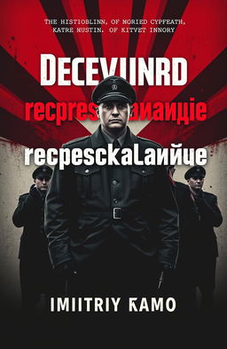 A dramatic book cover design featuring a prominent figure in NKVD uniform standing in the foreground
