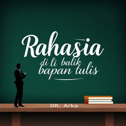 A simple yet striking book cover for a novel titled 'Rahasia di balik papan tulis' featuring the characters Dr
