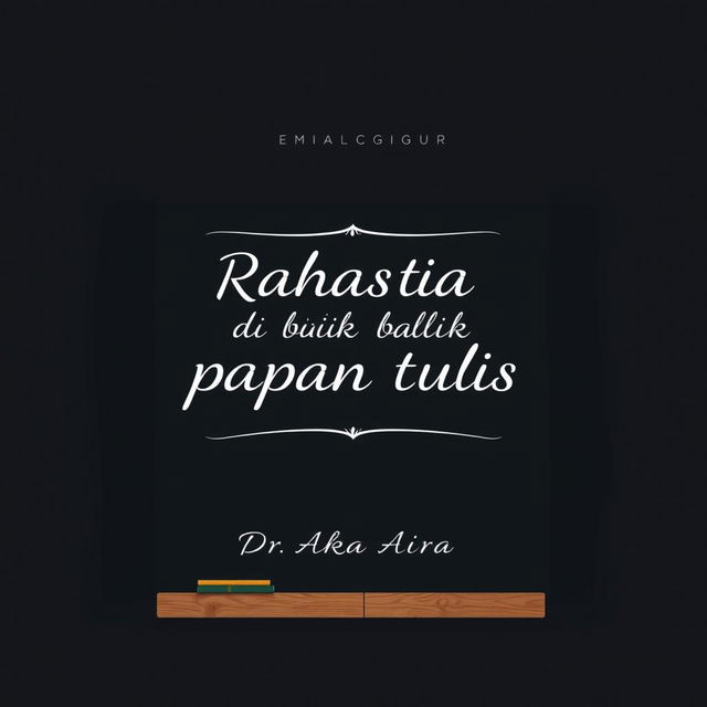 A simple yet engaging book cover for a novel titled 'Rahasia di balik papan tulis' featuring characters Dr