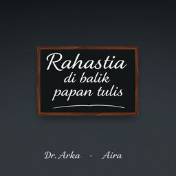 A simple yet engaging book cover for a novel titled 'Rahasia di balik papan tulis' featuring characters Dr