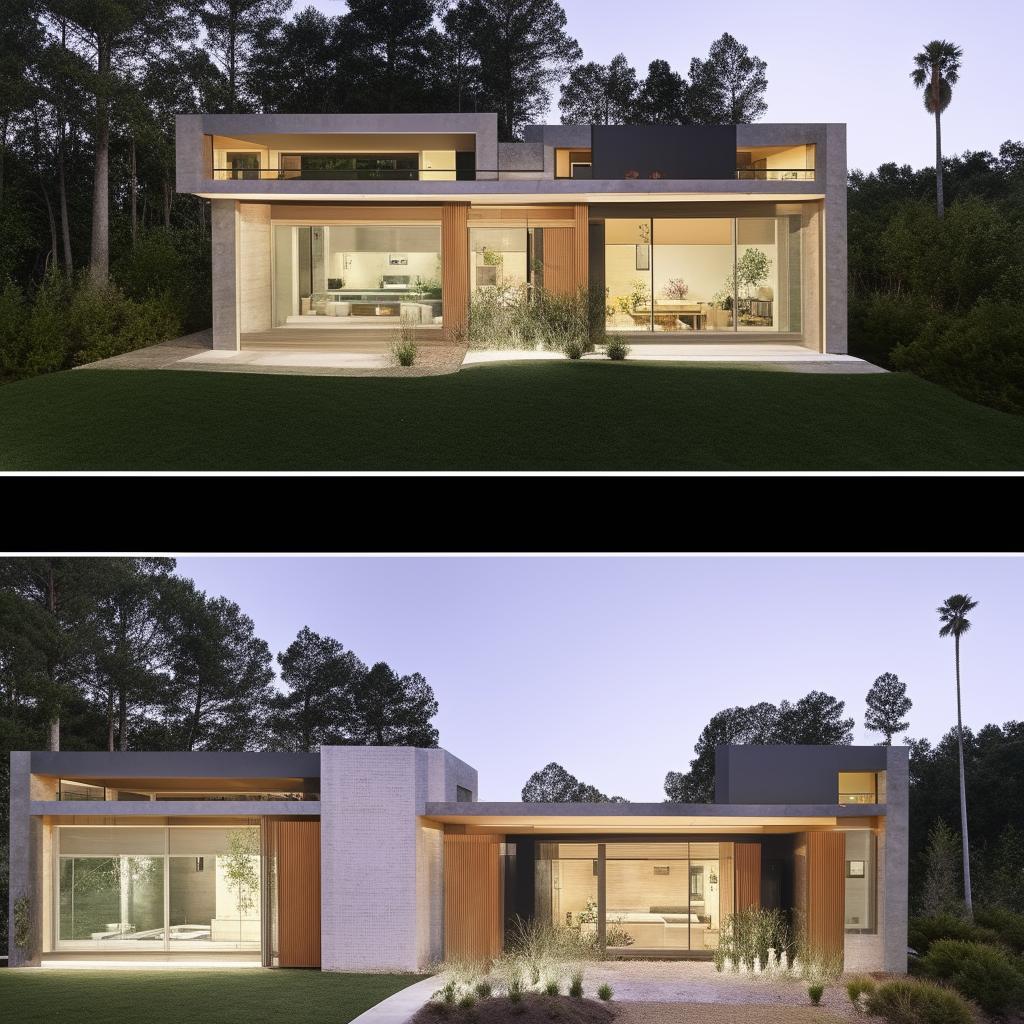 A modern two-story home with two bedrooms, two bathrooms, and two kitchens, including an internal ladder for access to the second floor.