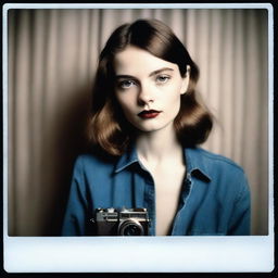 Produce a hyper-realistic, high definition Polaroid-styled photograph recreating a Vogue fashion shoot theme