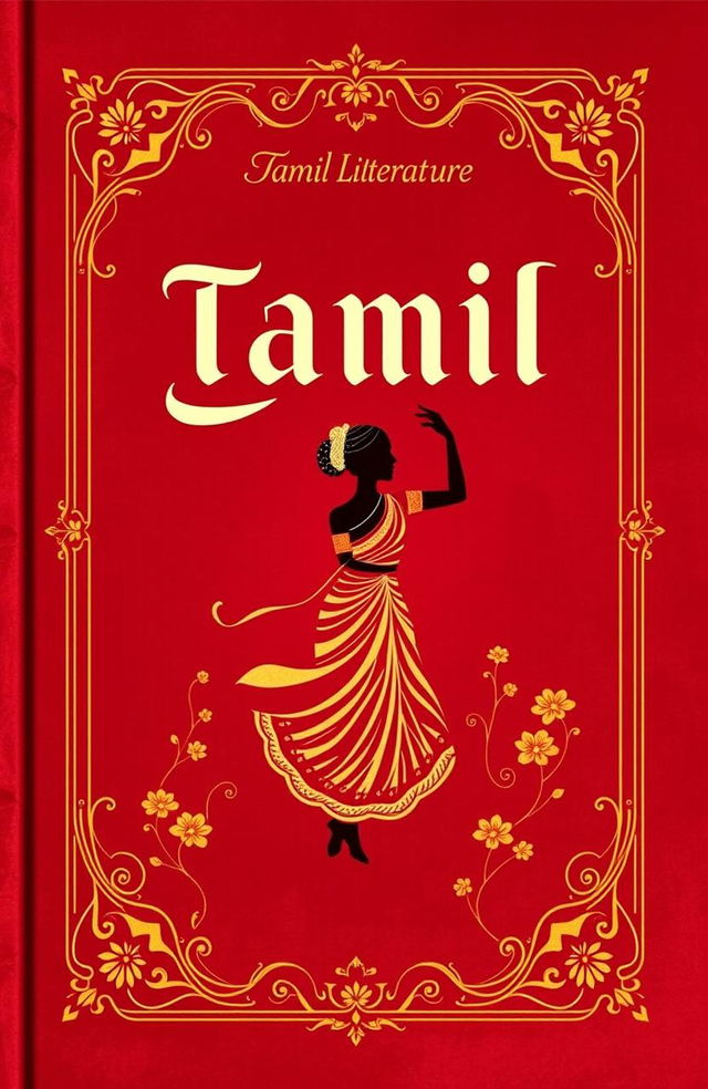 A beautifully designed cover for a Tamil language book, featuring intricate traditional patterns and motifs that are commonly found in Tamil culture