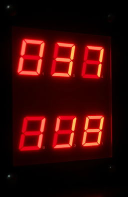 A highly detailed, realistic illustration of a 7-segment display, showcasing the classic digital numbers 0 through 9 lit up in bright red