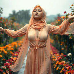 A breathtaking masterpiece featuring a 20-year-old Indonesian girl who is exceptionally beautiful