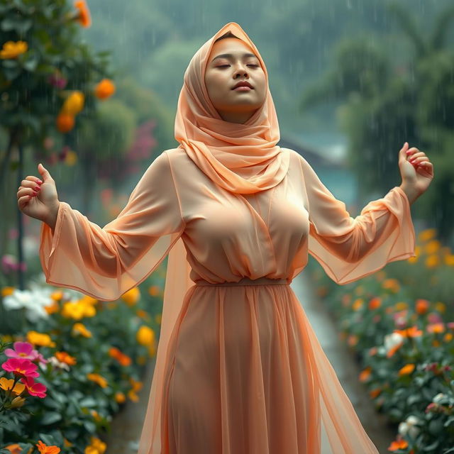 A breathtaking masterpiece featuring a 20-year-old Indonesian girl who is exceptionally beautiful