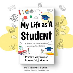 A book cover design for 'My Life as A Student' by Pranav Vijayakumar