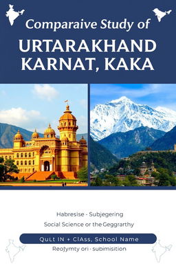 A professional and stylish title graphic titled 'Comparative Study of Uttarakhand and Karnataka' displayed prominently in a large, elegant font