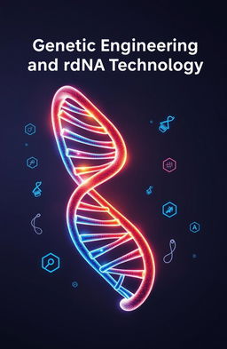 A captivating cover page design for a scientific document titled 'Genetic Engineering and rDNA Technology'