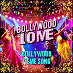 A vibrant and energetic poster design for a Bollywood item song, featuring colorful and dynamic backgrounds that capture the essence of the song