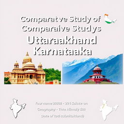 A visually appealing title graphic featuring 'Comparative Study of Uttarakhand and Karnataka' in a large, stylish font that draws attention