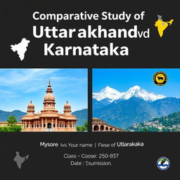A visually appealing title graphic featuring 'Comparative Study of Uttarakhand and Karnataka' in a large, stylish font that draws attention