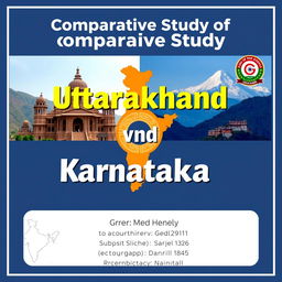 A visually appealing title graphic featuring 'Comparative Study of Uttarakhand and Karnataka' in a large, stylish font that draws attention