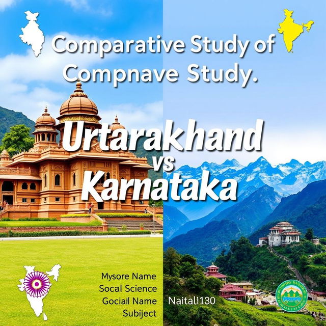 A visually appealing title graphic featuring 'Comparative Study of Uttarakhand and Karnataka' in a large, stylish font that draws attention