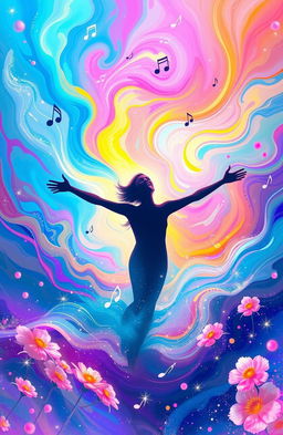 A vibrant and surreal digital painting depicting an abstract concept of 'Euphoria'