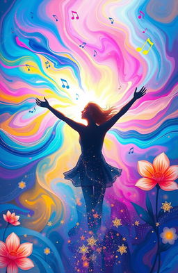 A vibrant and surreal digital painting depicting an abstract concept of 'Euphoria'