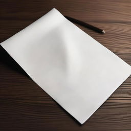 A blank piece of paper laid out on a rich, wooden desk with a pencil neatly placed next to it