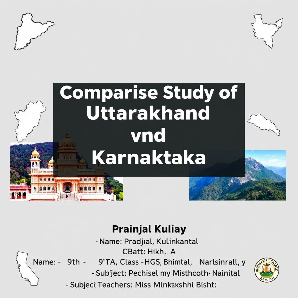 A visually striking title graphic featuring 'Comparative Study of Uttarakhand and Karnataka' in a large, stylish font that commands attention