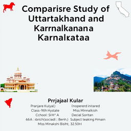 A visually striking title graphic featuring 'Comparative Study of Uttarakhand and Karnataka' in a large, stylish font that commands attention