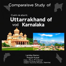 A visually striking title graphic featuring 'Comparative Study of Uttarakhand and Karnataka' in a large, stylish font that commands attention