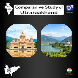 A comparative study visual titled 'Comparative Study of Uttarakhand and Karnataka' in a large, stylish font