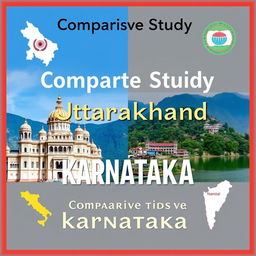 A comparative study visual titled 'Comparative Study of Uttarakhand and Karnataka' in a large, stylish font