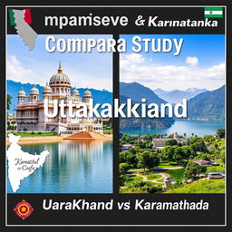 A comparative study visual titled 'Comparative Study of Uttarakhand and Karnataka' in a large, stylish font