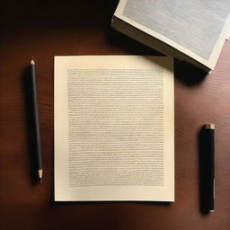 An intricately filled piece of paper, adorned with handwritten sentences, resting on a wooden desk