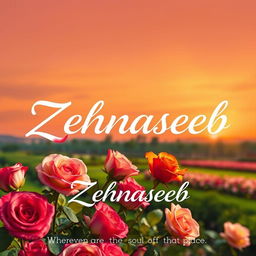 A stunning poster for a fictional movie titled 'Zehnaseeb', featuring 11 beautifully arranged roses in the foreground, each one uniquely colored with stunning gradients and delicate petals