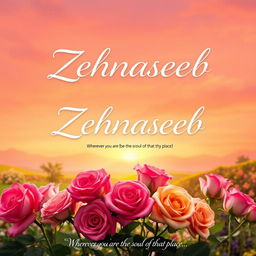 A stunning poster for a fictional movie titled 'Zehnaseeb', featuring 11 beautifully arranged roses in the foreground, each one uniquely colored with stunning gradients and delicate petals