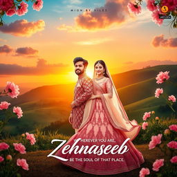 An enchanting album cover for the song 'Zehnaseeb', capturing the essence of love and belonging with the quote 'Wherever you are, be the soul of that place' integrated beautifully into the design