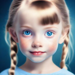 Create an image of a nine-year-old girl with sparkling blue eyes.