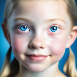 Create an image of a nine-year-old girl with sparkling blue eyes.