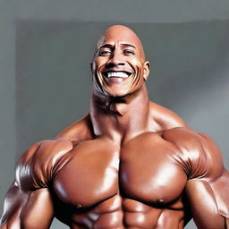 Generate an image of Dwayne 'The Rock' Johnson, with his iconic muscle-filled physique and charismatic smile.