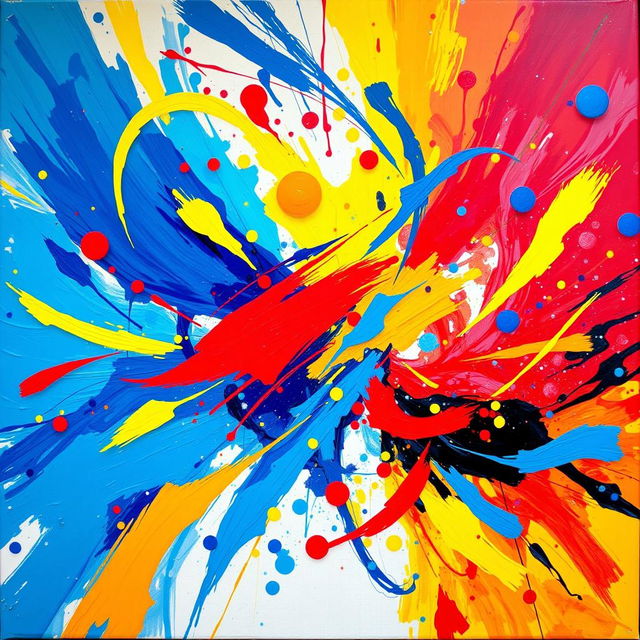 A vibrant, colorful abstract painting that represents creativity and self-expression